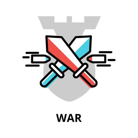 War icon concept, politics collection, flat line vector illustrationのイラスト素材