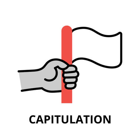 Capitulation icon concept, politics collection, flat line vector illustrationのイラスト素材