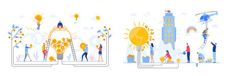 Concepts Set of Business Idea, flat design vector illustration, for graphic and web designのイラスト素材