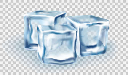 Ice Cubes Block concept on transparency background, realistic vector illustration close-upのイラスト素材