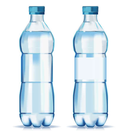 Bottles with Water on white background, realistic vector illustration close-upのイラスト素材