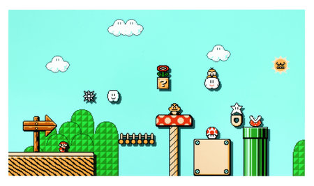 Kiev, Ukraine - April 22, 2022: Art of Super Mario Bros 3 classic video game, printed on paper....