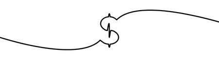 US Dollar symbol drawing by continuos line, thin line design vector illustrationのイラスト素材