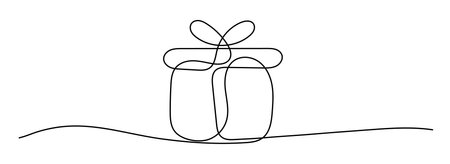 Gift Box shape drawing by a continuous line, thin line design vector illustrationのイラスト素材