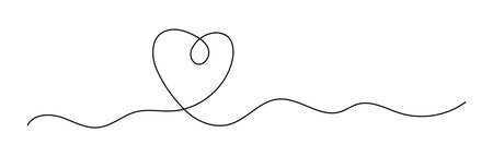 Love Heart shape drawing by a continuous line, thin line design vector illustrationのイラスト素材
