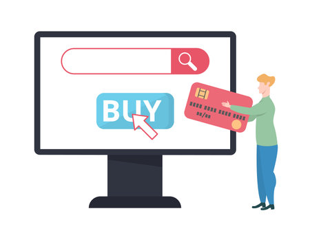 Internet Shopping concept, isolated on a transparent background, flat design vector illustration, for graphic and web designのイラスト素材