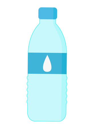 Bottle of water, isolated on a transparent background, flat design vector illustration, for graphic and web designのイラスト素材