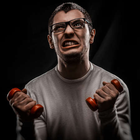 photos of friends that build funny faces. workoutの写真素材