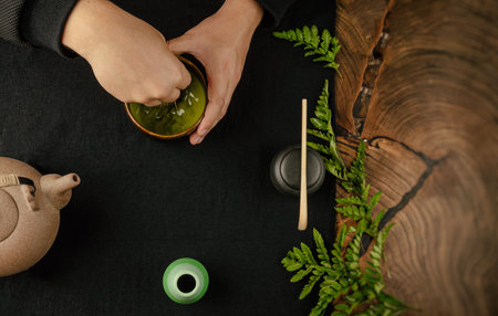 the traditional matcha tea preparation