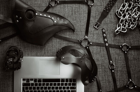 Set of erotic toys for BDSM. The game of sexual slavery Intimate sex games