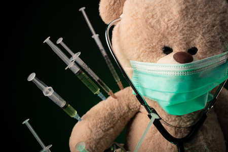 childrens vaccination against the virus and vaccinations on the example of a teddy bear