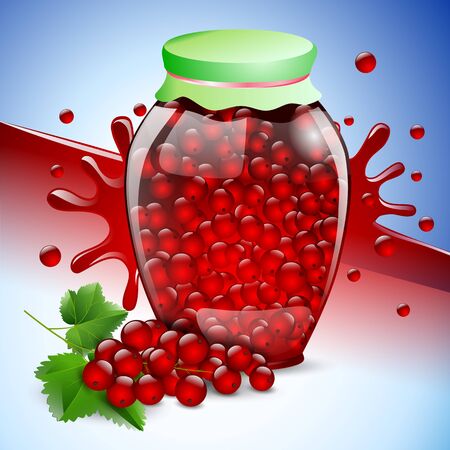 bank red currant jam berry fruit food.のイラスト素材