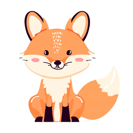 Cute cartoon fox. Vector illustration isolated on a white background.の素材
