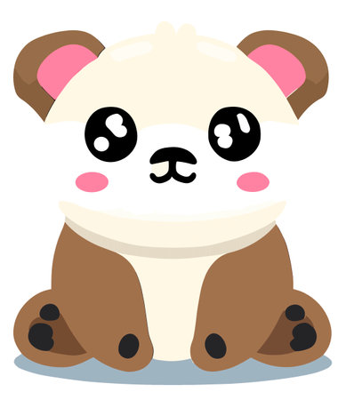 A cartoon of a little bear sitting on a transparent background, for stickers, design t-shirts.の素材