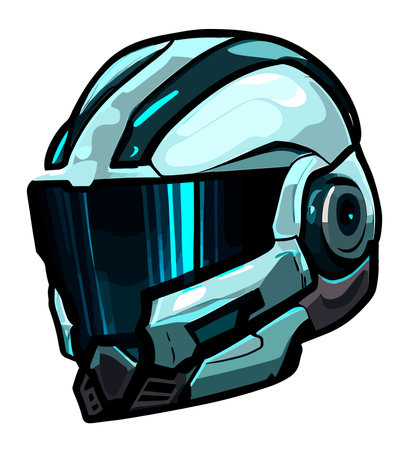 Vector illustration of a blue helmet isolated on a white background.の素材