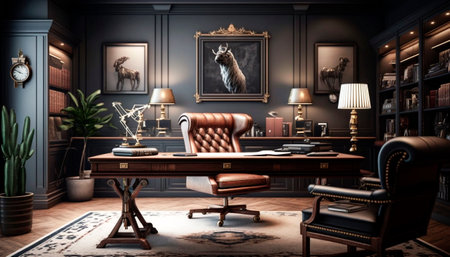 Interior of the home work in a classic style. rustic.の素材