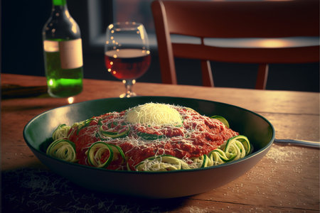 Bolognese sauce with zucchini and parmesanの素材