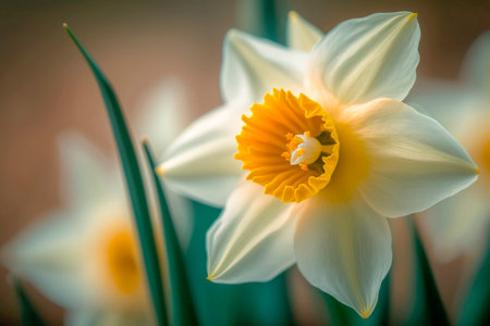 A close-up of a Narcissus flower.の素材