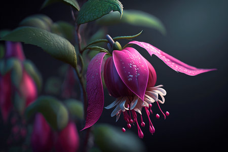 Fuchsia flower on a dark background. close-up.の素材
