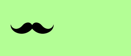 Black mustache, green background with copy space for text, for fathers day.の素材