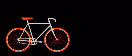 Illustration of a bicycle on black background with copy space. for bicycle day.の素材
