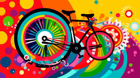 Abstract Illustration of a colorful bike, for bicycle day.の素材