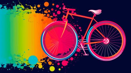 Abstract Illustration of a colorful bike, for bicycle day.の素材