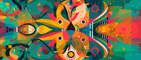 A colorful abstract design with bold and vibrant colors and shapes.の素材