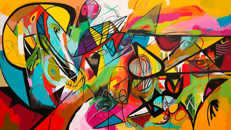 A colorful abstract design that captures the energy and movement. Modern contemporary art.の素材
