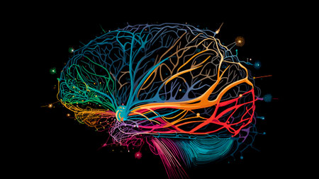 Abstract human brain on black background.の素材