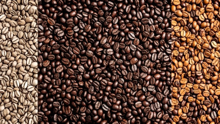 Top view of Coffee beans as a background.の素材