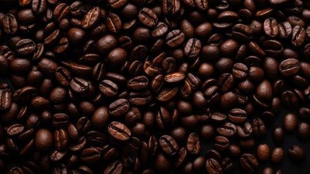 Coffee beans on a dark background, can be used as a backgroundの素材