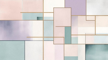 Abstract background with pastel colors, geometric shapes and simple lines.の素材