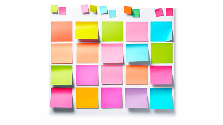 Colorful sticky notes isolated on white background.の素材