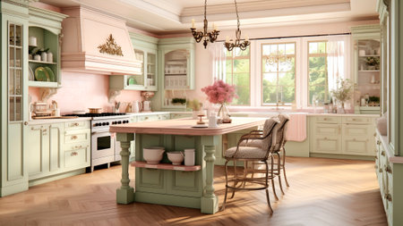 Luxury kitchen in shabby chic style.の素材