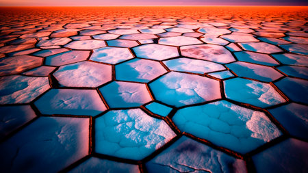 Cracks in the ground in the salt flats.の素材