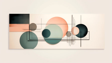 Abstract geometric background with circles and lines.の素材