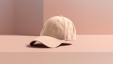 Blank dad hat mockup on beige background.の素材