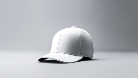 A blank white baseball cap mockup on white background.の素材