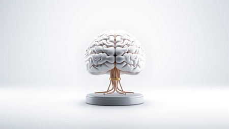Human brain and nervous system on white background. Ideas and science concepts.の素材