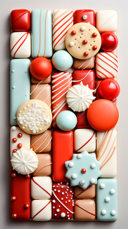 Colorful Christmas candy. Holiday background. Merry Christmas. Happy Christmas.の素材