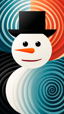 Snowman on abstract background. Christmas and New Year concept.の素材