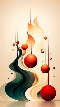 Abstract christmas tree background with red balls. Christmas concept.の素材