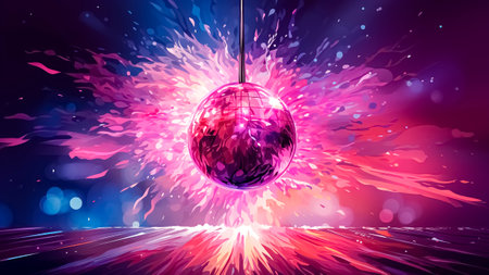 Disco ball background. Party poster. Party and nightlife concept.の素材