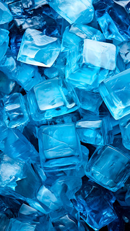Blue ice cubes background. Blue ice cubes texture.の素材