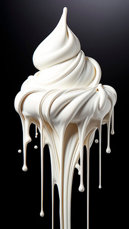 A Melting vanilla ice cream splash on a black background. Summer concept.の素材