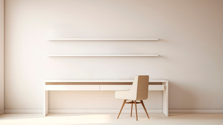 Interior of an empty minimalist home office. Mockup. Business concept. Home office concept.の素材