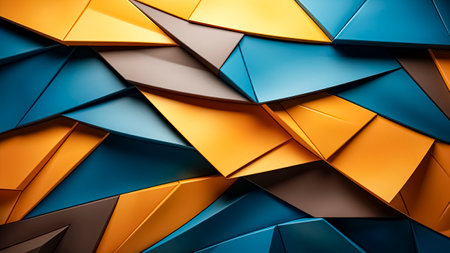 Abstract background of colorful origami paper sheets. Abstract representation of the Ukrainian flag.の素材