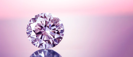 Dazzling Diamond on Pink Background with Copyspace. Elegance, Luxury, Jewelry and Fashion Concept.の素材