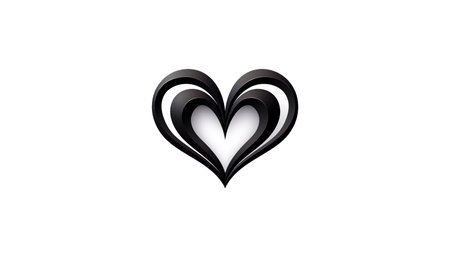 Black Heart on White Background. Minimalist. Love Concept.の素材